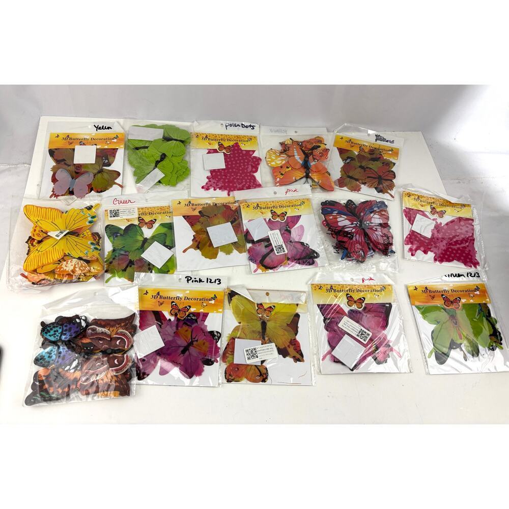 17 Pack NEW 3D Butterflies Wall Stickers‎ Lot Bulk Various Colors Bright